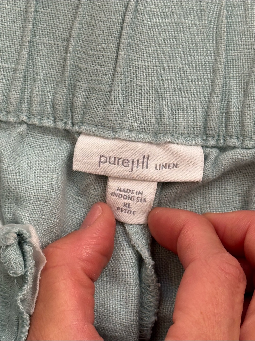 Pure Jill Linen Pull On Pants Womens XL Petite Light Blue Elastic Waist Casual - Picture 6 of 9